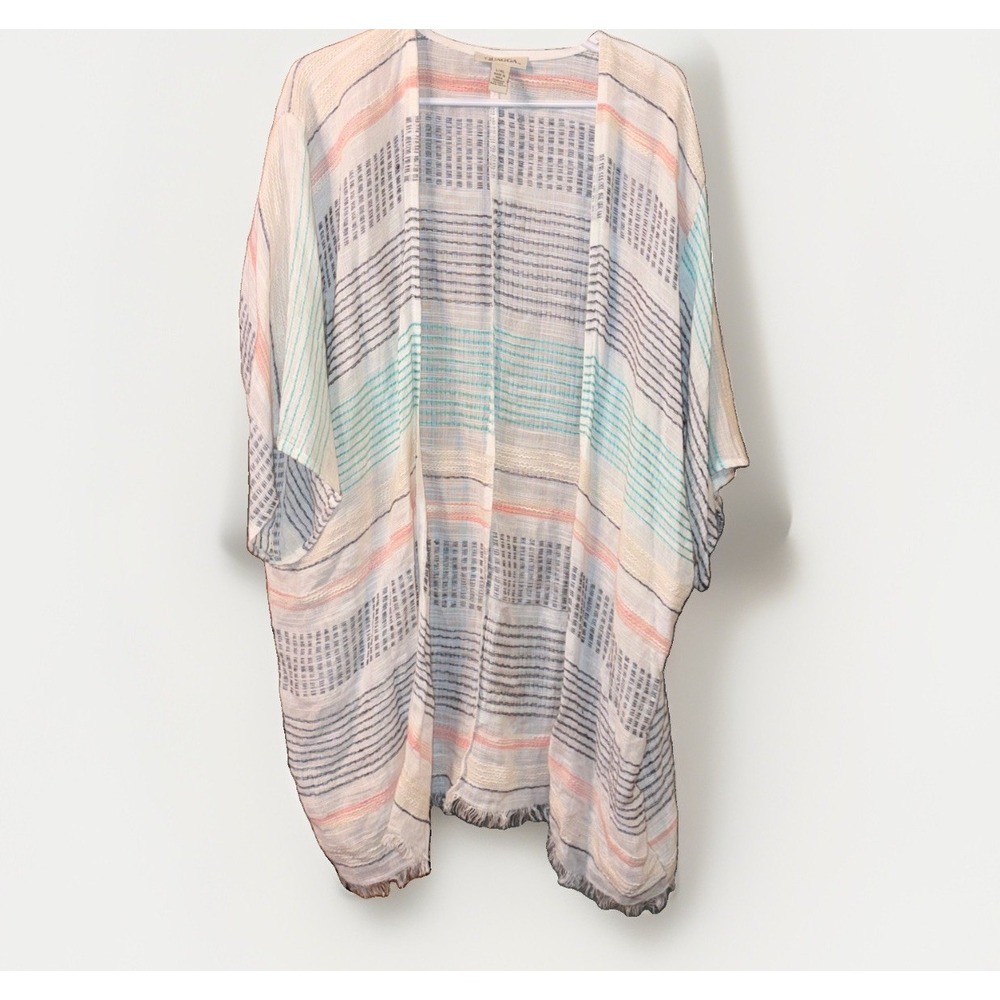 100% Cotton Bohemian Coastal Stripe Cardigan cover Up Women's L/XL